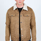 Mens Sherpa Lined Faux Suede Jacket - Camel