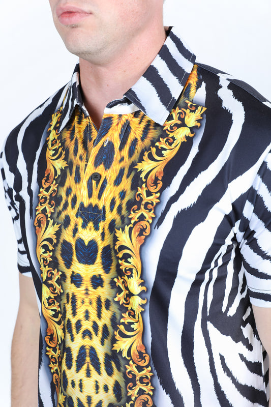baroque animal print polo back platini