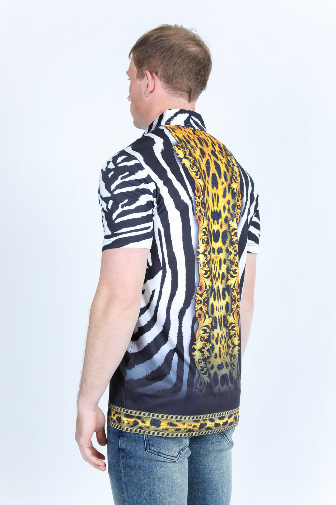 baroque animal print polo side platini