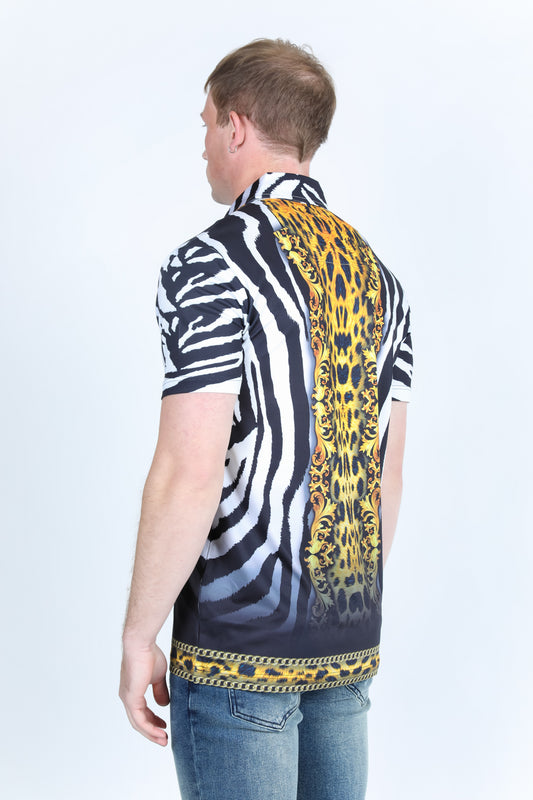 baroque animal print polo side platini