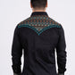 Men's Cotton Black Embroidery Western Shirt