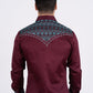 Men's Cotton Burgundy Embroidery Western Shirt