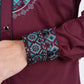 Men's Cotton Burgundy Embroidery Western Shirt