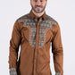 Men's Cotton Camel Embroidery Western Shirt