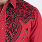 Men's Cotton Red Embroidery Western Shirt