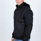 Mens Fur Lined Quilted Hooded Jacket - Black