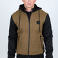 Mens Fur Lined Quilted Hooded Jacket - Camel