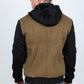 Mens Fur Lined Quilted Hooded Jacket - Camel