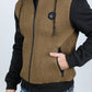 Mens Fur Lined Quilted Hooded Jacket - Camel