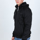 Mens Fur Lined Quilted Hooded Jacket - Black
