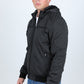 Mens Fur Lined Quilted Hooded Jacket - Charcoal