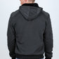 Mens Fur Lined Quilted Hooded Jacket - Charcoal