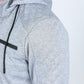 Mens Fur Lined Quilted Hooded Jacket - Light Gray