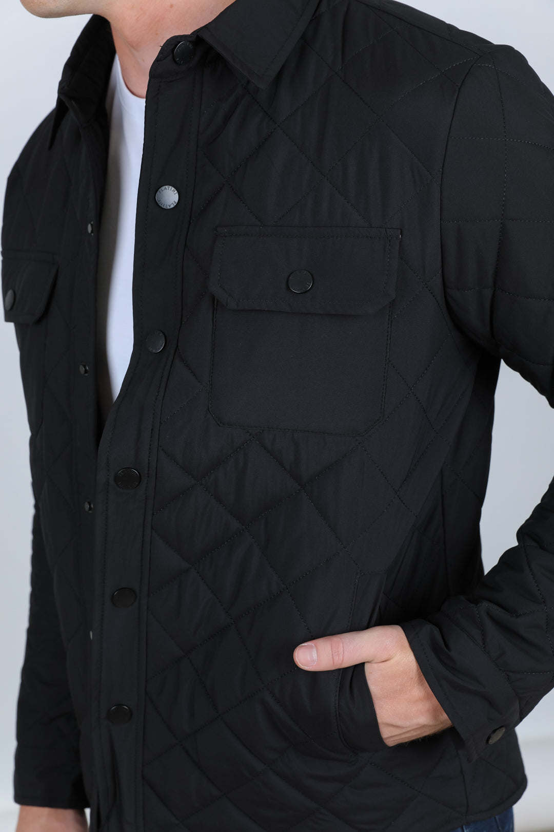 Mens Fur Lined Insulated Overshirt - Black