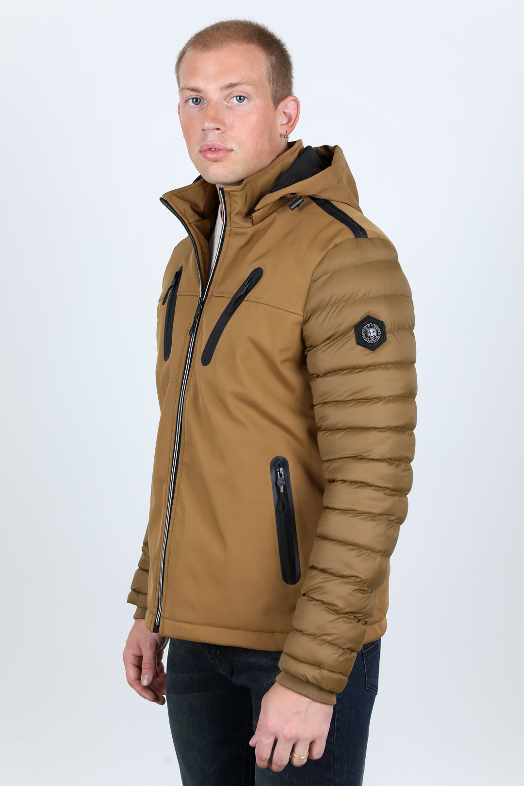 Men's Insulated Lightweight Water-Resistant Softshell Jacket - Camel