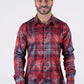 Men's Satin Red Digital Print Dress Shirt