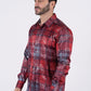 Men's Satin Red Digital Print Dress Shirt