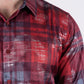 Men's Satin Red Digital Print Dress Shirt