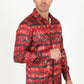 Satin Aztec Printed Dress Shirt - Red