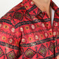 Satin Aztec Printed Dress Shirt - Red