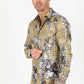 Mens Modern Fit Stretch Foiled Shirt - Khaki