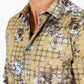 Mens Modern Fit Stretch Foiled Shirt - Khaki