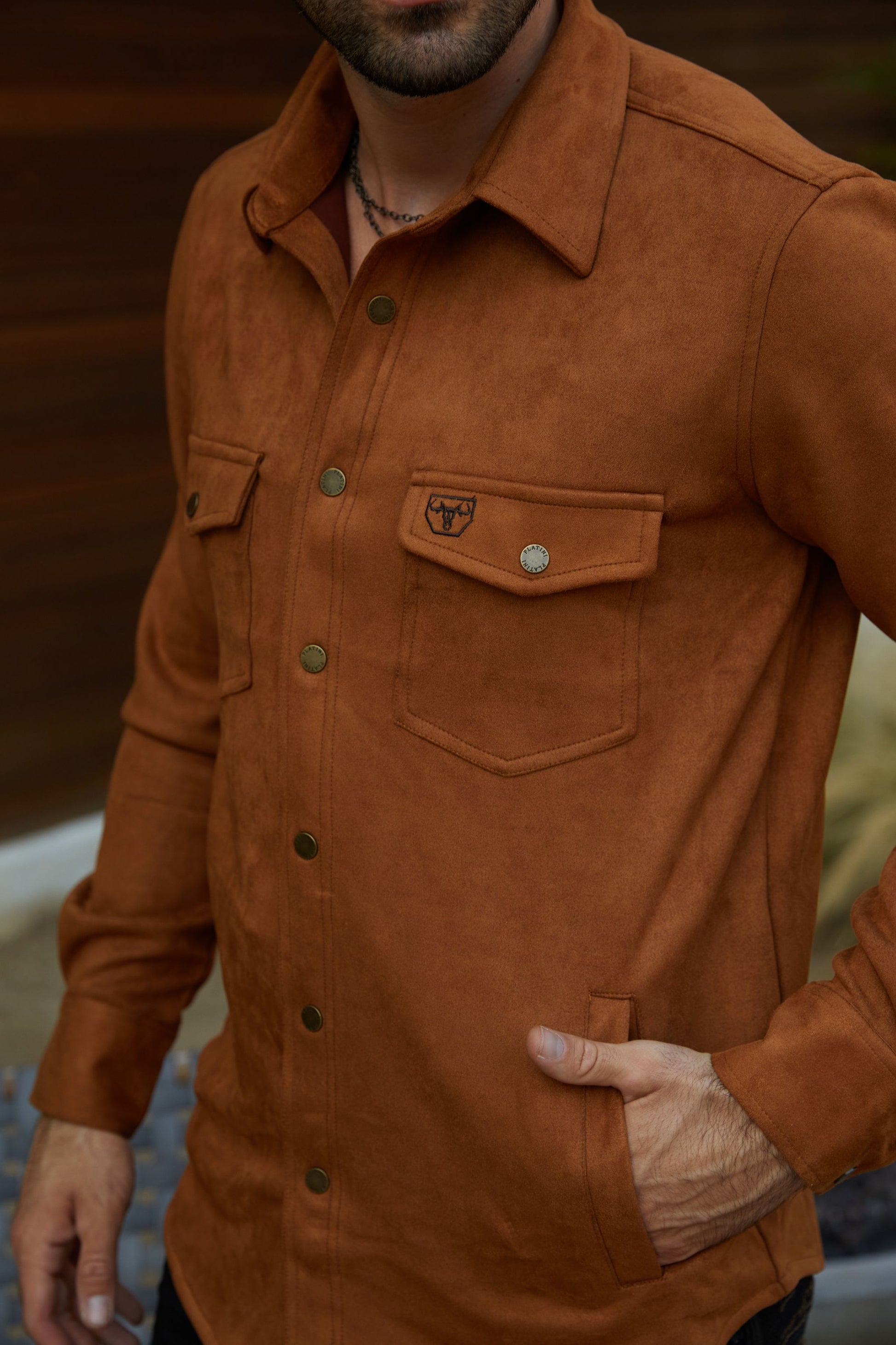 camel ii faux suede overshirt men