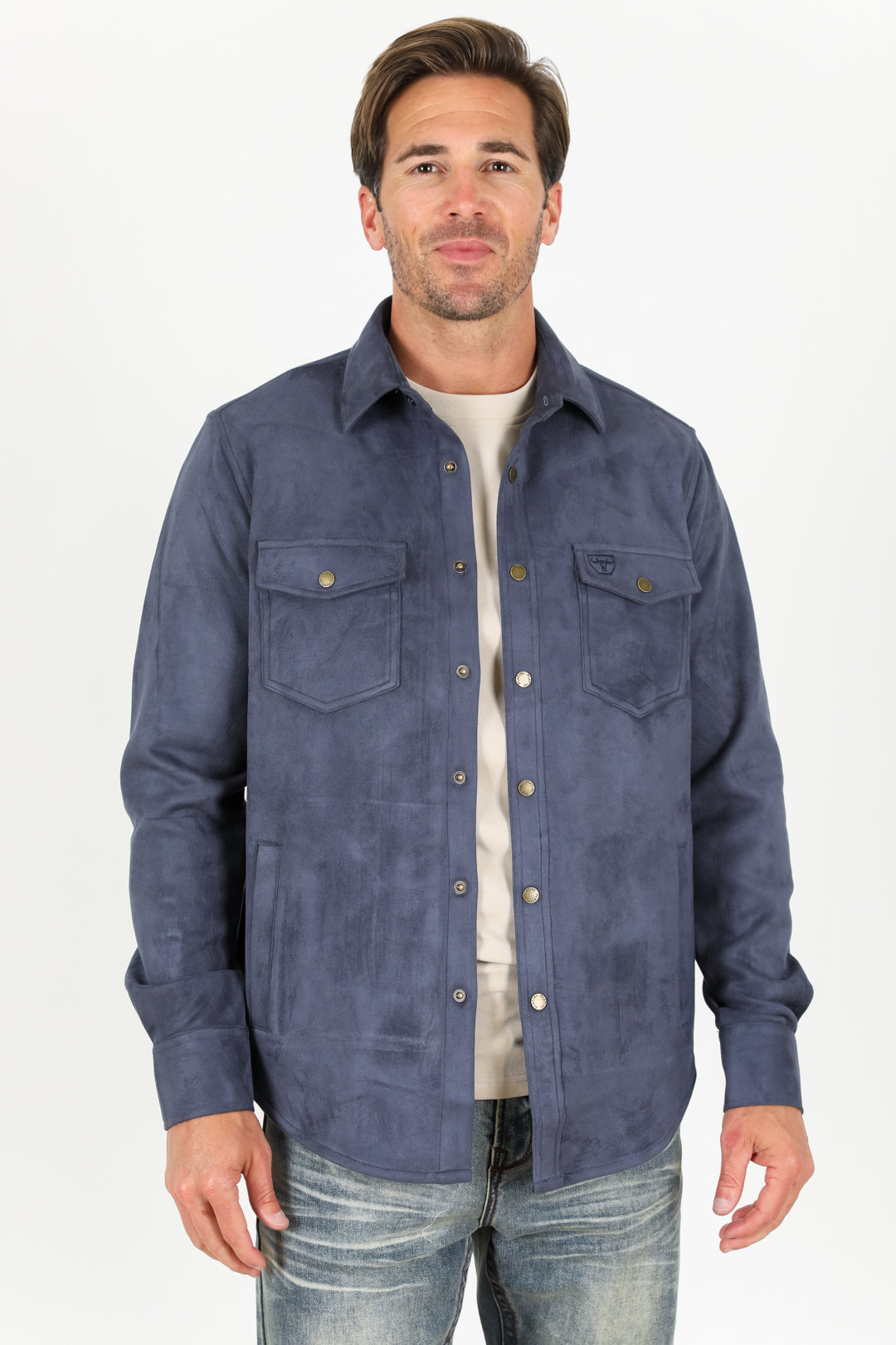navy ii faux suede overshirt men