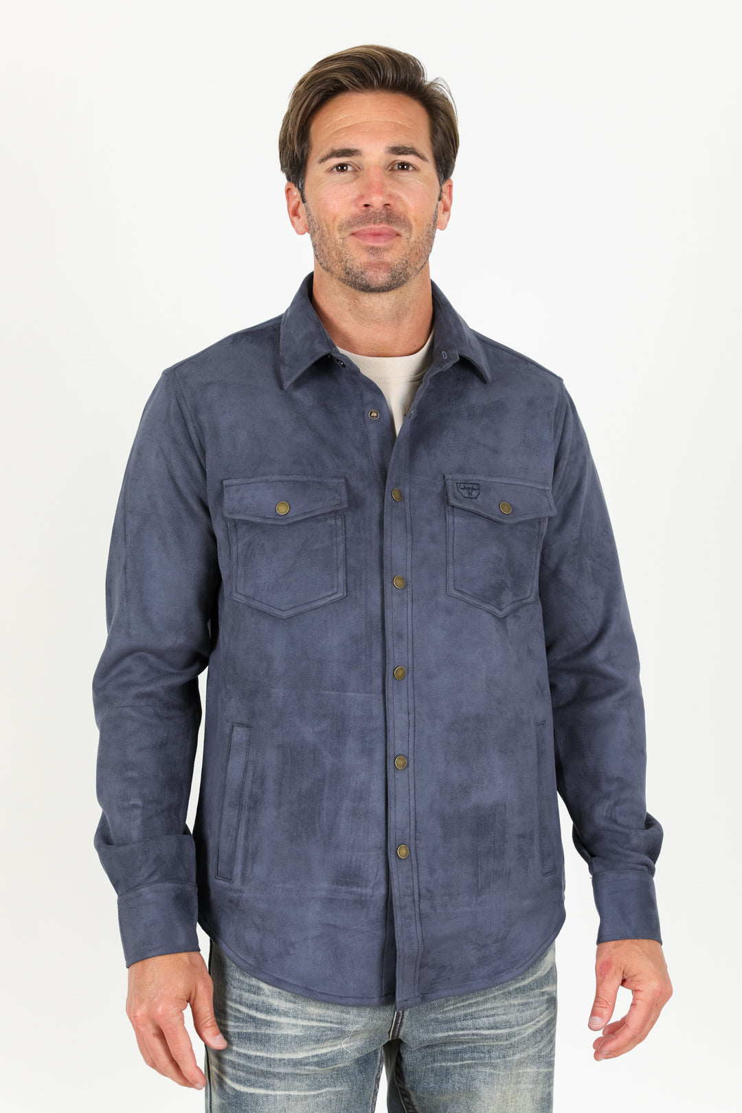 navy ii faux suede overshirt men