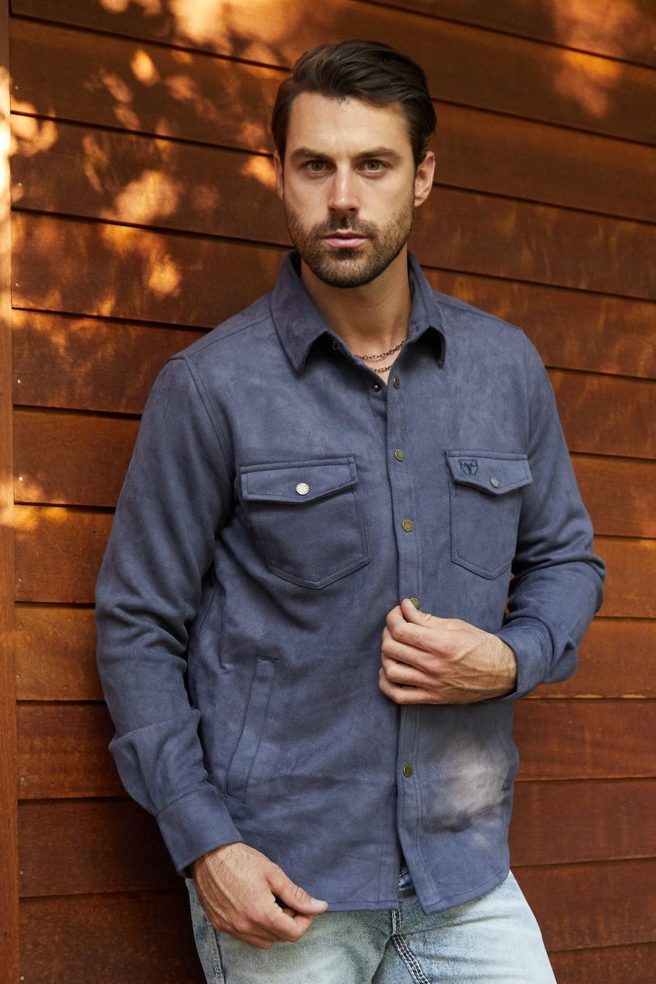 navy ii faux suede overshirt men