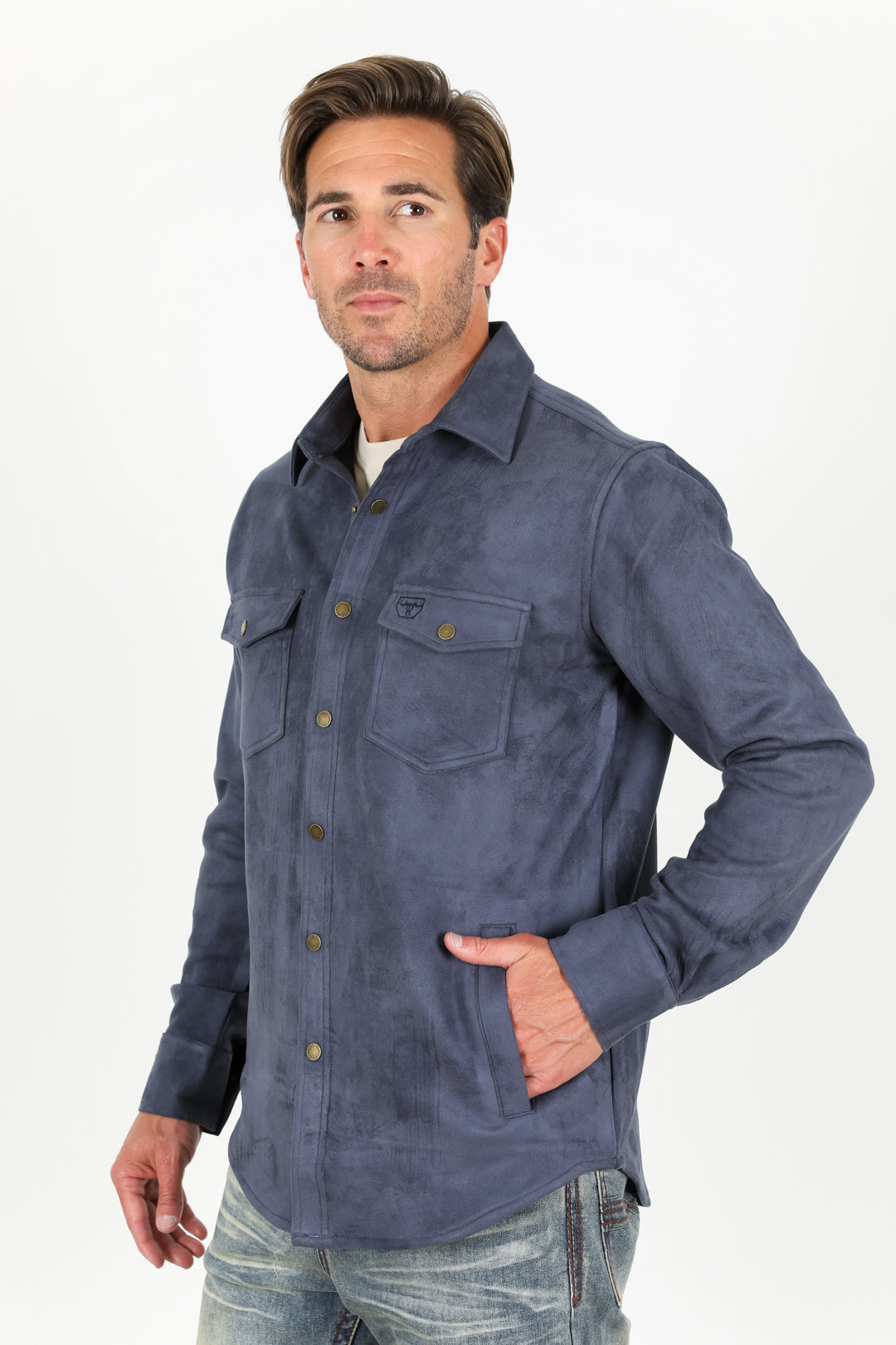navy ii faux suede overshirt men