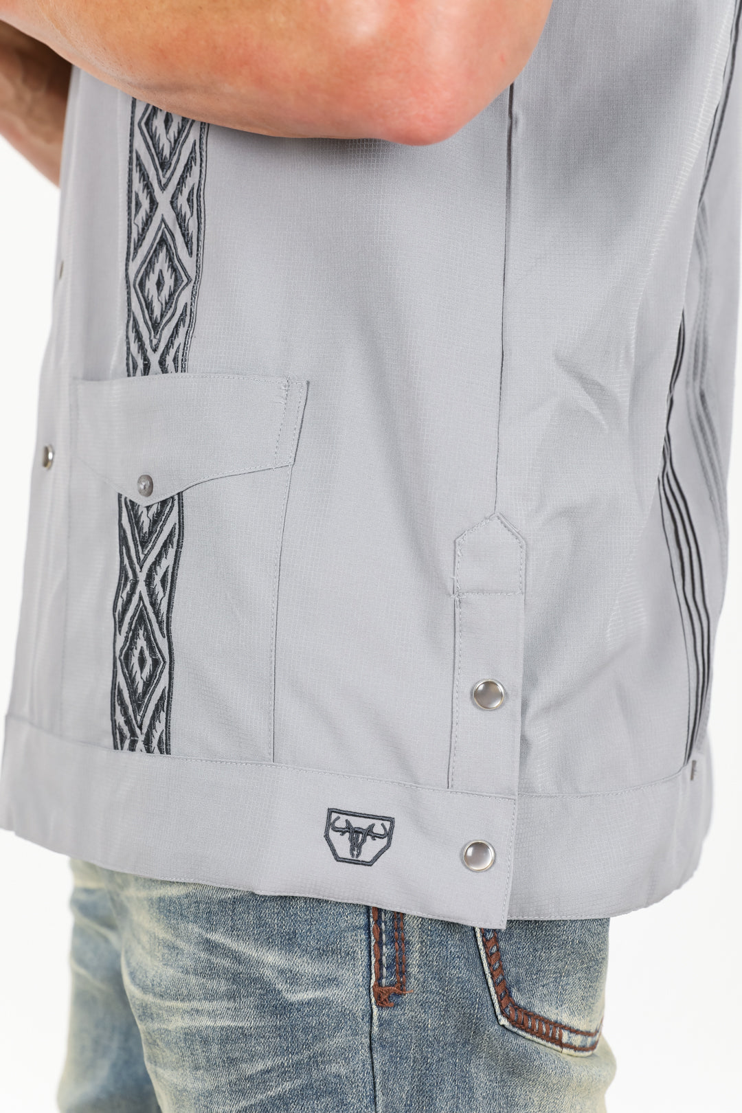Men's Modern Light Gray GUAYABERA Shirt