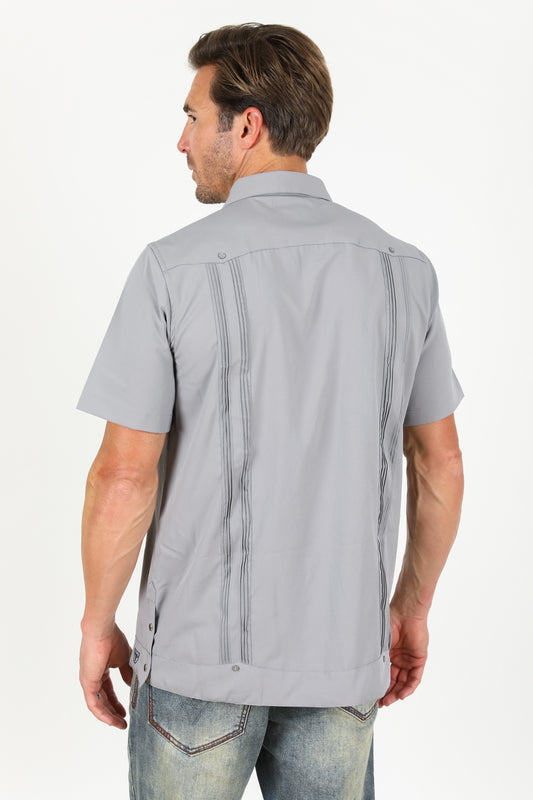 light grey modern guayabera shirt men platini close-up