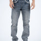 Holt Men's Blue Grey Slim Boot Cut Jeans