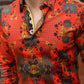 Floral Print Satin Shirt - Red
