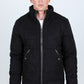 Mens Fur Lined Quilted Faux Suede Jacket - Black