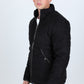 Mens Fur Lined Quilted Faux Suede Jacket - Black