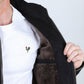 Mens Fur Lined Quilted Faux Suede Jacket - Black