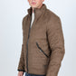 Mens Fur Lined Quilted Faux Suede Jacket - Brown