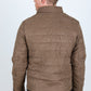 Mens Fur Lined Quilted Faux Suede Jacket - Brown