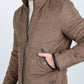 Mens Fur Lined Quilted Faux Suede Jacket - Brown