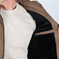 Mens Fur Lined Quilted Faux Suede Jacket - Brown