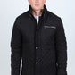 Mens Fur Lined Quilted Faux Suede Coat - Black