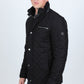 Mens Fur Lined Quilted Faux Suede Coat - Black