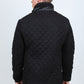 Mens Fur Lined Quilted Faux Suede Coat - Black