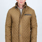 Mens Fur Lined Quilted Faux Suede Coat - Light Brown