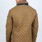 Mens Fur Lined Quilted Faux Suede Coat - Light Brown