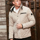 Mens Fur Lined Quilted Faux Suede Coat - Gray