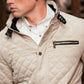 Mens Fur Lined Quilted Faux Suede Coat - Gray