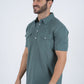 Mens Pearl Snap Buttons Teal Western Polo